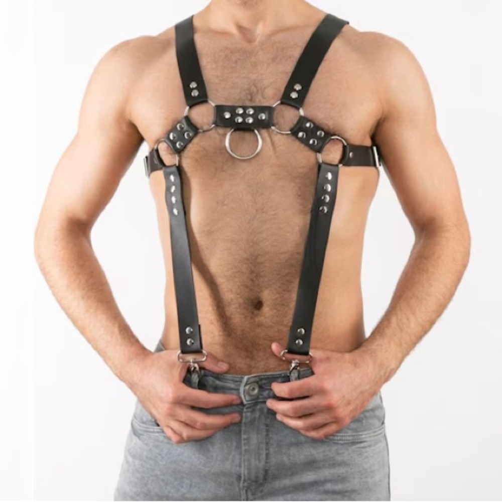 Mens Adjustable Faux Leather Harness - Picture 3 of 4
